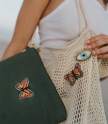 Bala Mani Beaded Butterfly Brooch Pin - Handmade, Fair Trade