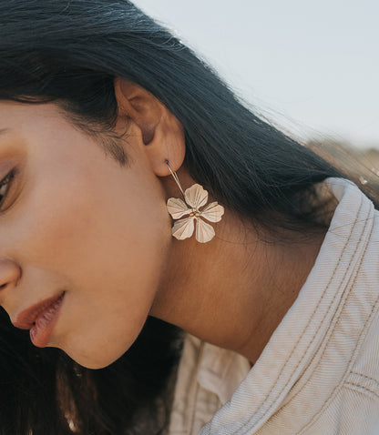 Sayuri Flower Silver Drop Earrings