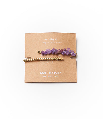 Indali Amethyst Bobby Pins Set of 2 - Purple, Semi Precious