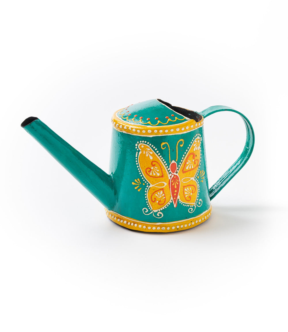Henna Treasure Butterfly Mini Metal Watering Can - Hand Painted