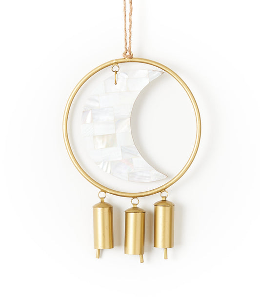 Chayana Large Moon Mother of Pearl Wind Chime - Fair Trade Decor