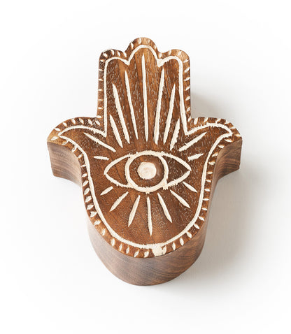 Drishti Hamsa Evil Eye Swivel Lid Box - Handmade, Fair Trade