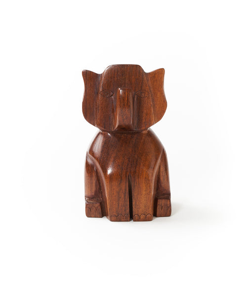 Trunk Up Elephant Eyeglass Holder Stand - Hand Carved Wood
