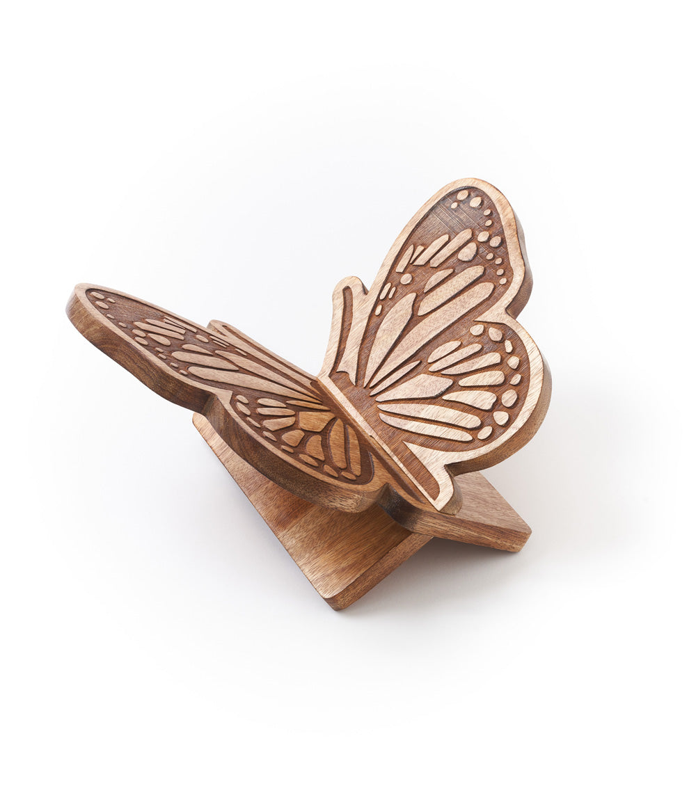 Butterfly Open Book Stand Holder - Handcrafted Wood