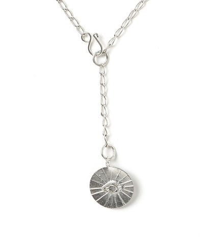 Ruchi Evil Eye Charm Silver Dainty Drop Lariat Necklace