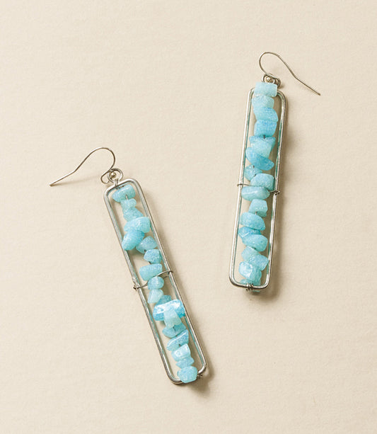 Rajiyah Amazonite Beaded Bar Drop Earrings