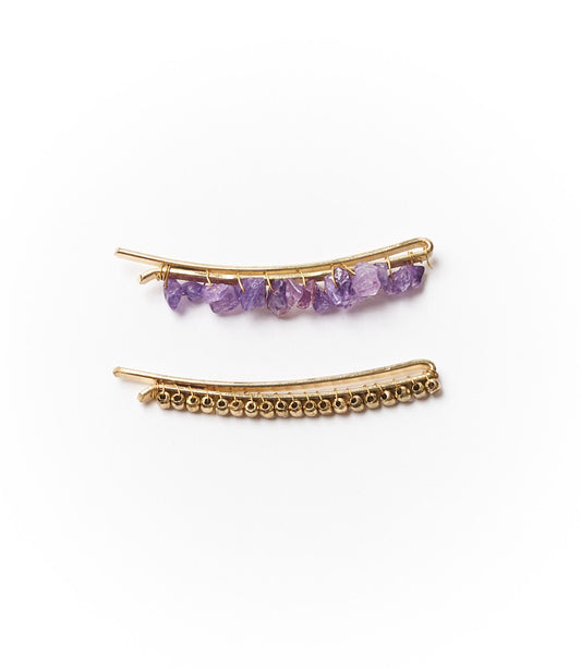 Indali Amethyst Bobby Pins Set of 2 - Purple, Semi Precious