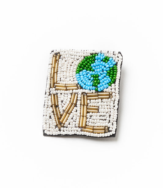 Bala Mani Beaded Love Mother Earth Brooch Pin - Handmade