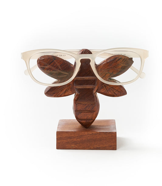 Bee Eyeglasses Holder Stand - Handmade Wood
