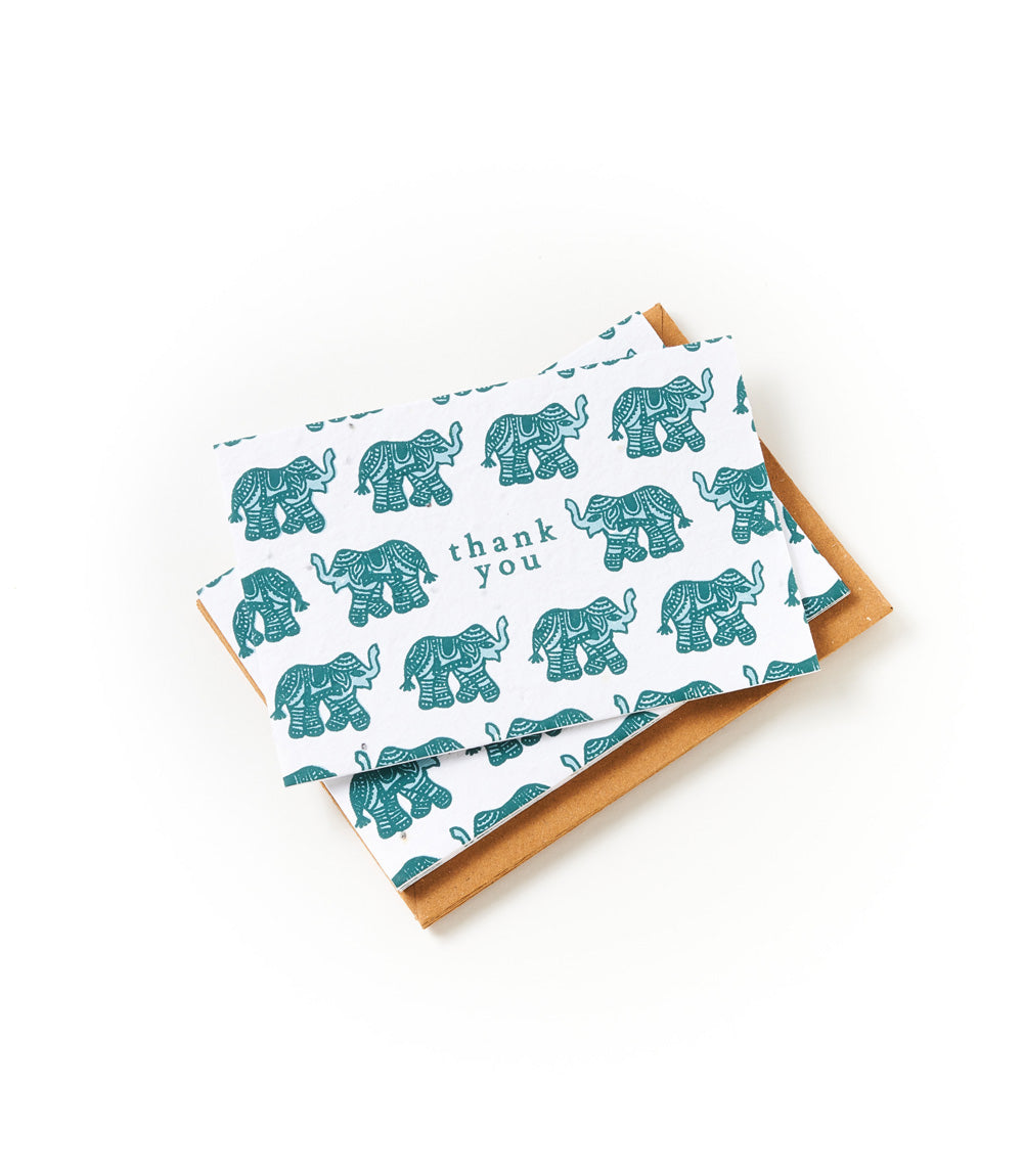 Amala Elephant 4x6 Seed Paper Thank You Cards (Set of 6) - Plantable