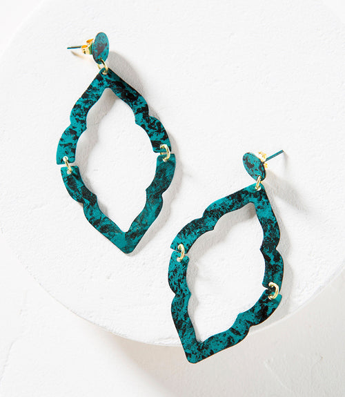 Nihira Teal Arch Drop Earring