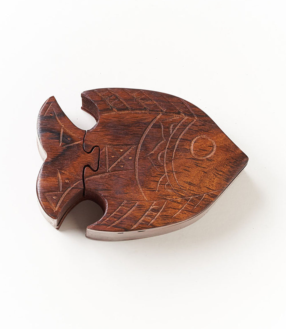 Fish Puzzle Box - Handcrafted Indian Rosewood