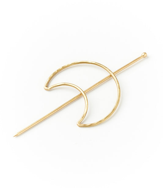 Indukala Crescent Moon Hair Slide with Stick - Gold