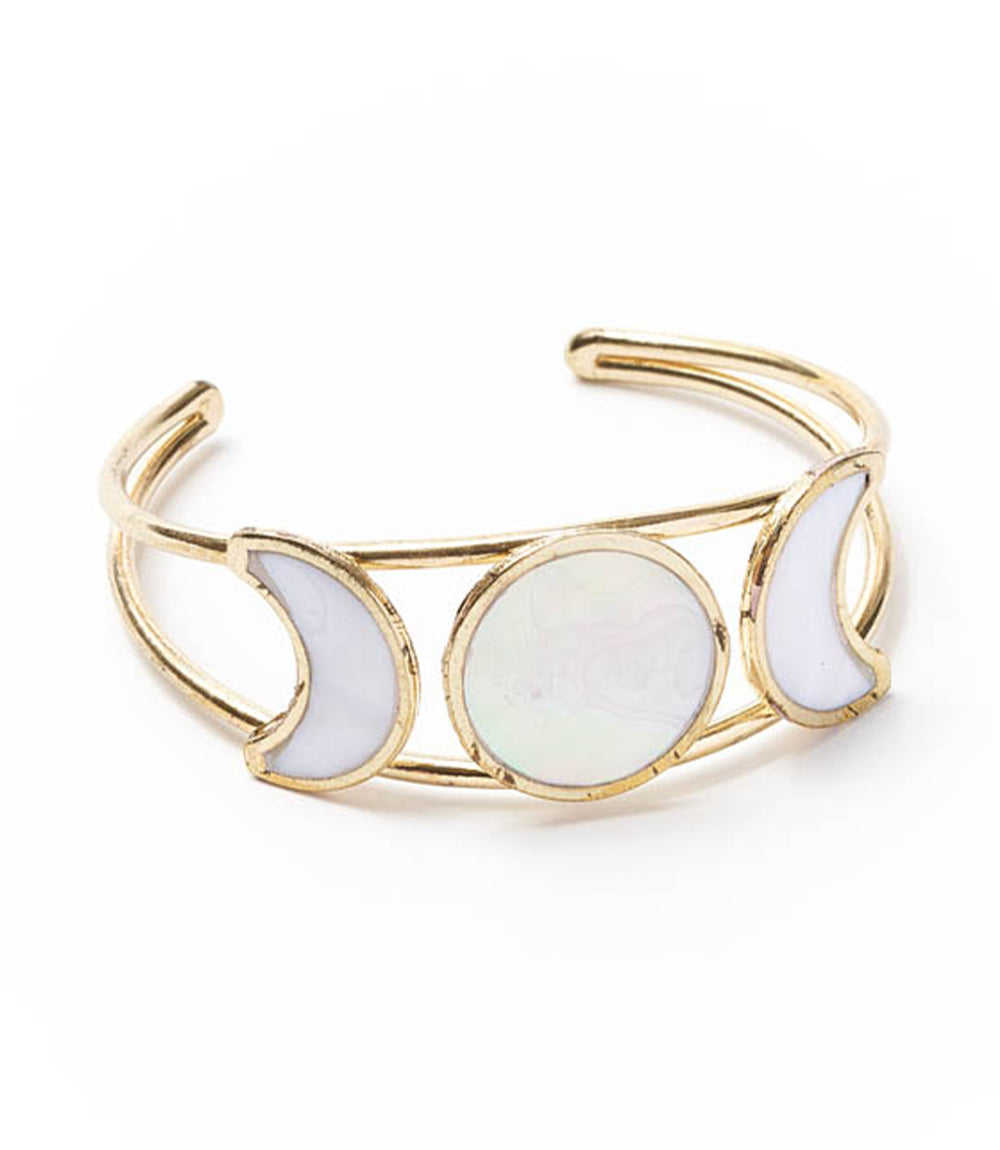 Rajani Moon Phase Cuff Bracelet - Mother of Pearl