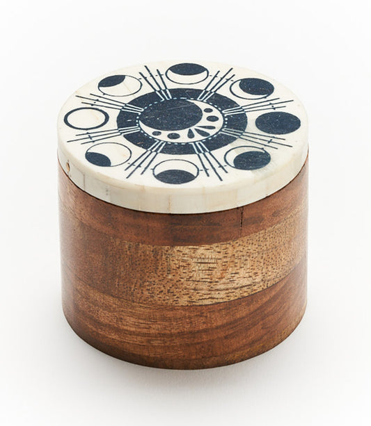 Ankura Moon Phase Keepsake Box - Handcrafted Wood, Bone
