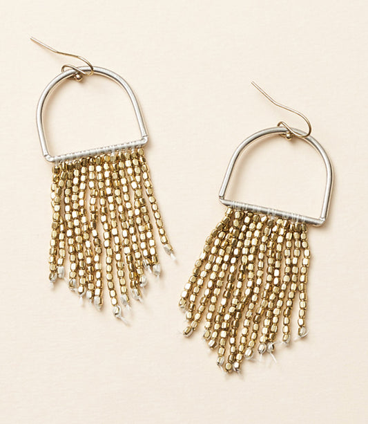 Bhavani Silver Hoop Beaded Drop Earrings