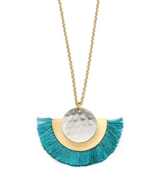 Vitana Cosmos Teal Fringe Drop Necklace