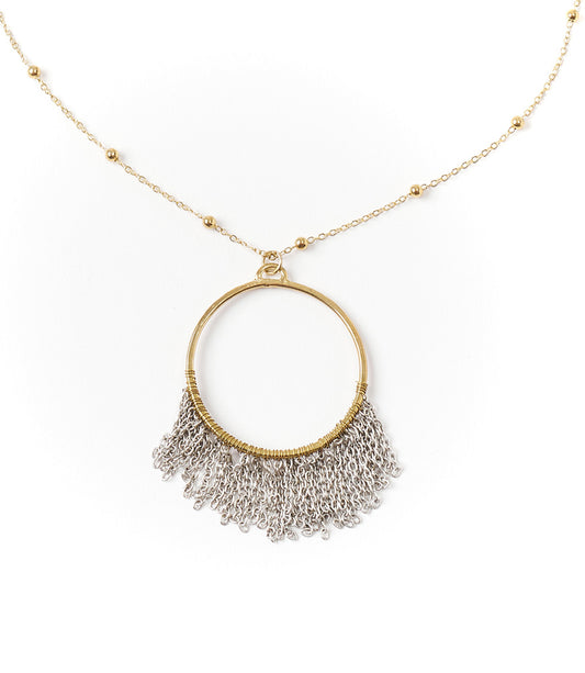 Bhavani Hoop Chain Fringe Drop Necklace