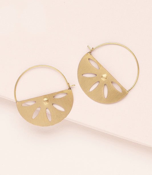 Chameli Petal Gold Hoop Earrings