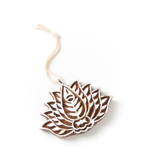 Hima Bindu Lotus Ornament - Hand Carved Rosewood