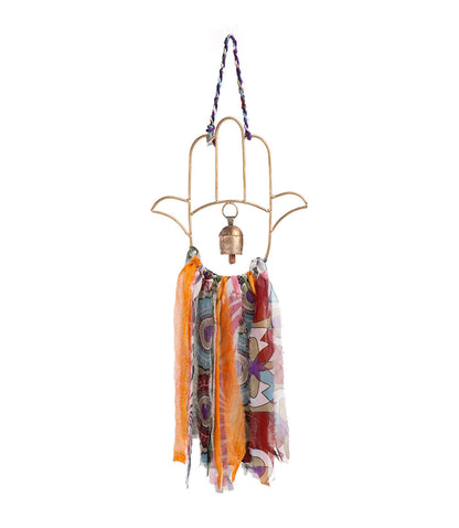 Swapna Hamsa Bell Wind Chime Upcycled Sari - Handmade
