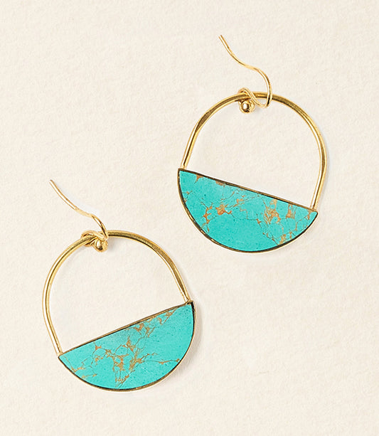 Sandhya Reconstituted Stone Hoop Drop Earrings - Turquoise - Matr Boomie Wholesale