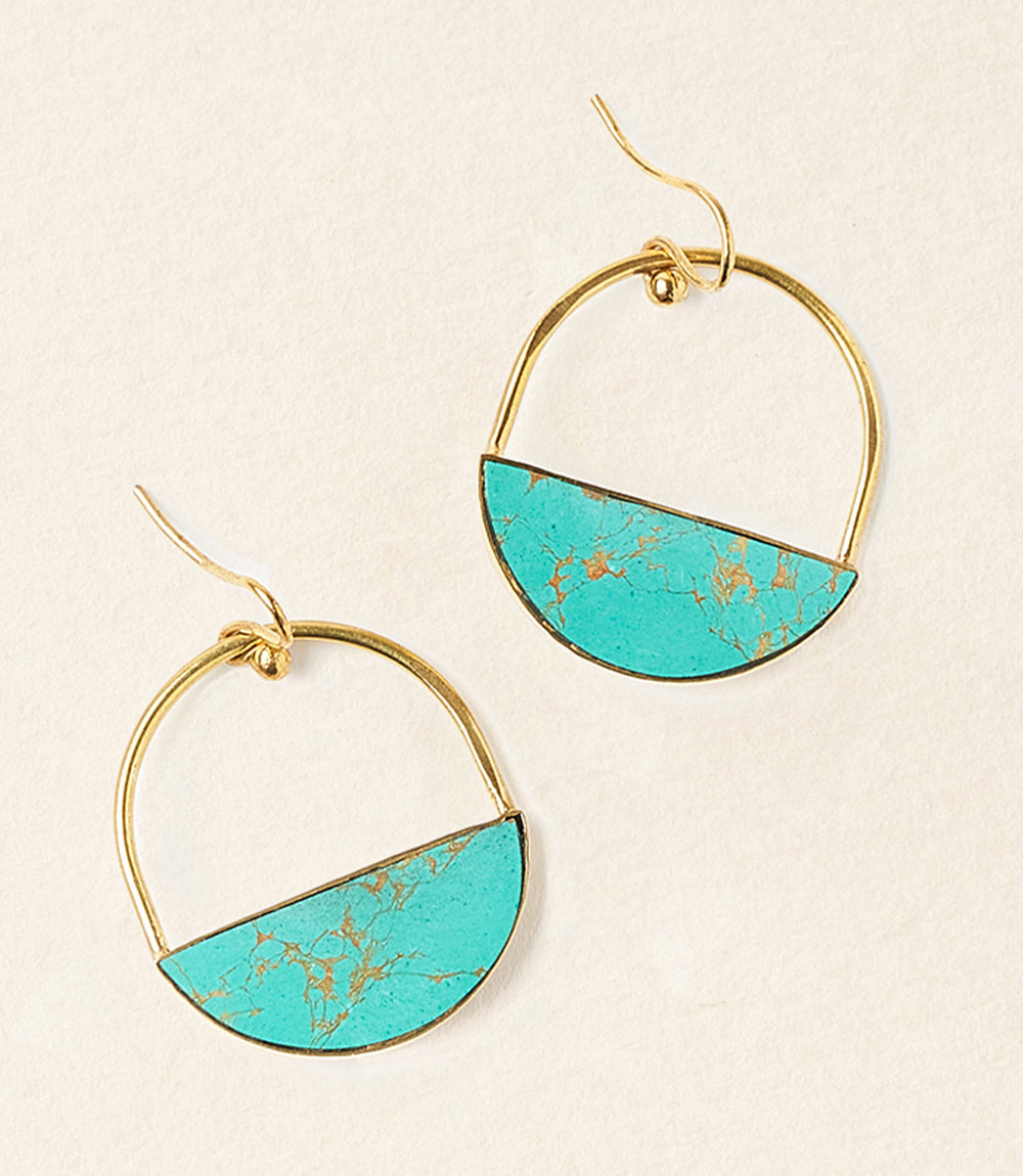 Sandhya Reconstituted Stone Hoop Drop Earrings - Turquoise