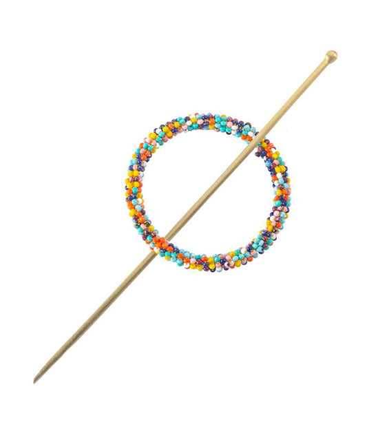 Adiya Multicolor Beaded Hair Slide with Stick