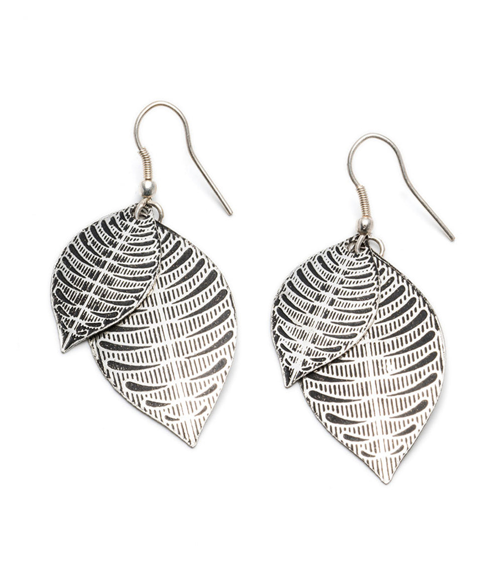 Sanctuary Silver Leaf Drop Earrings