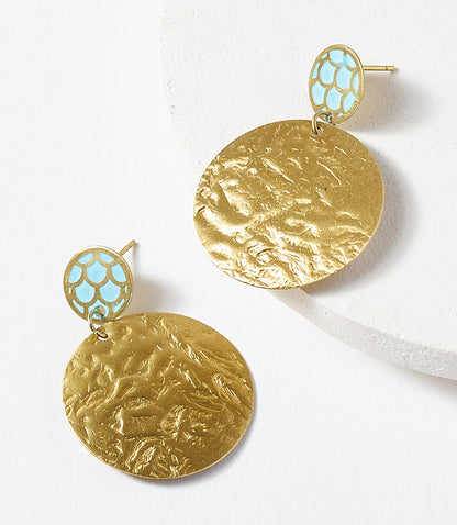 Dhavala Gold Coin Drop Earrings