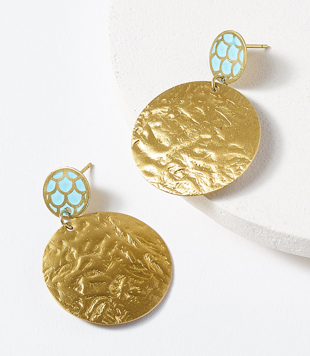 Dhavala Gold Coin Drop Earrings