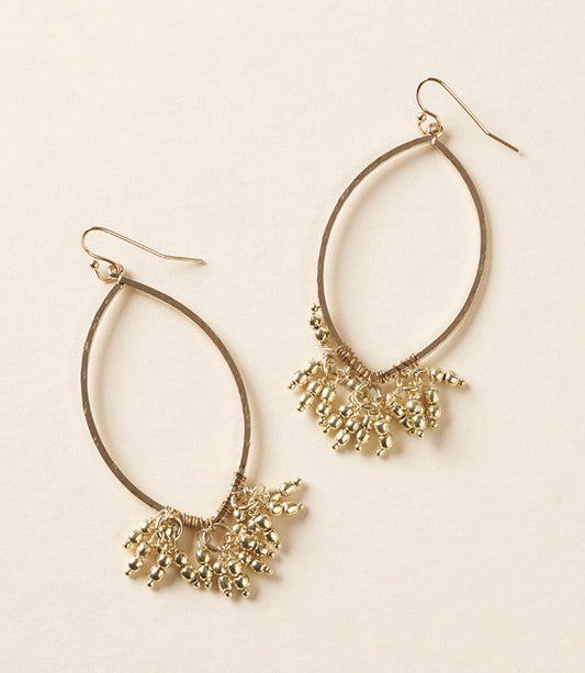 Jaya Beaded Gold Tassel Oval Hoop Earrings