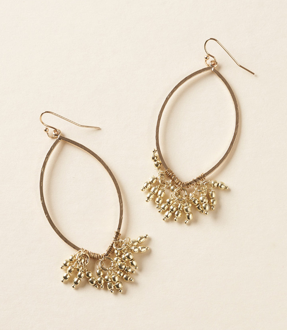 Jaya Beaded Tassel Oval Hoop Earrings
