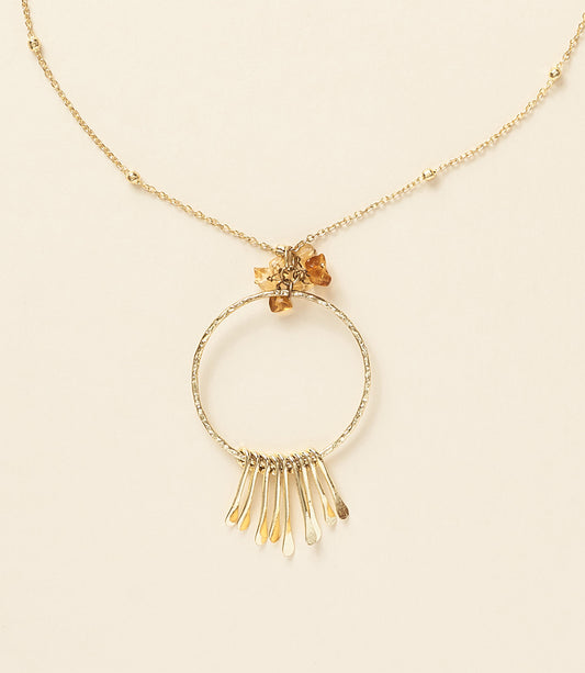 Ridhi Citrine and Sunstone Drop Necklace