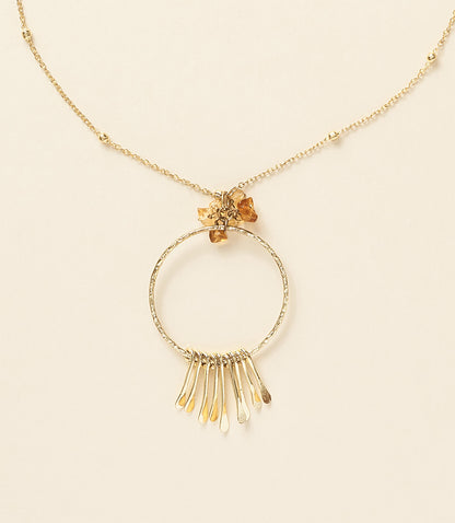 Ridhi Citrine and Sunstone Gold Drop Necklace