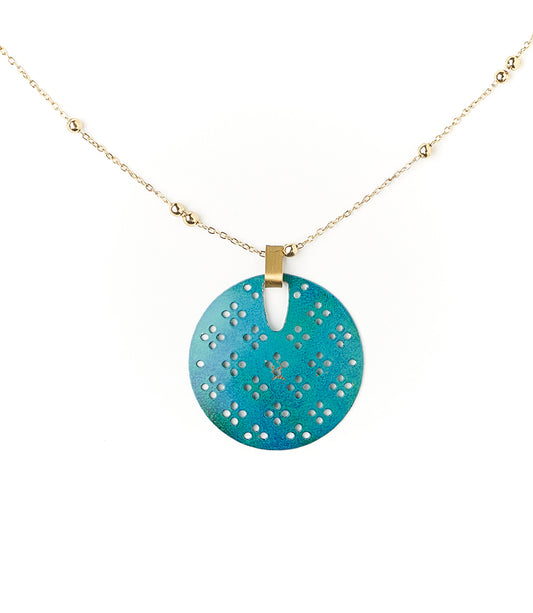 Chameli Teal Blossom Drop Necklace