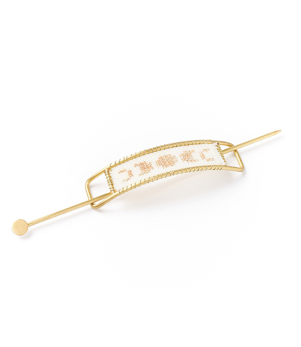 Adiya Moon Phase White Beaded Hair Slide with Stick