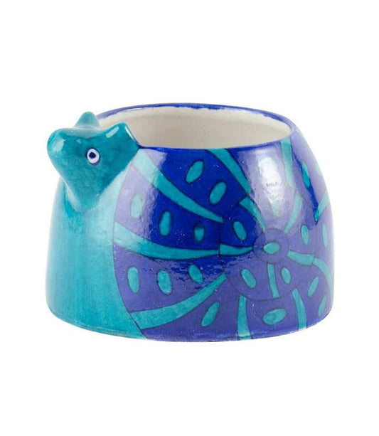 Lalita Snail Succulent Planter - Blue, Hand Painted