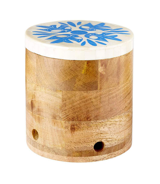 Ankura Blue Dove Garlic Keeper - Handmade, Mango Wood, Bone