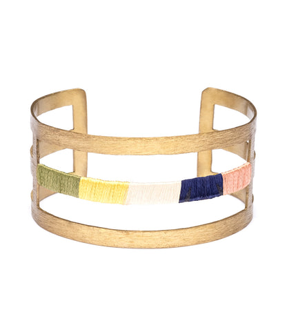 Kaia Gold Tone Cuff Bracelet - Multi Thread Wrapped