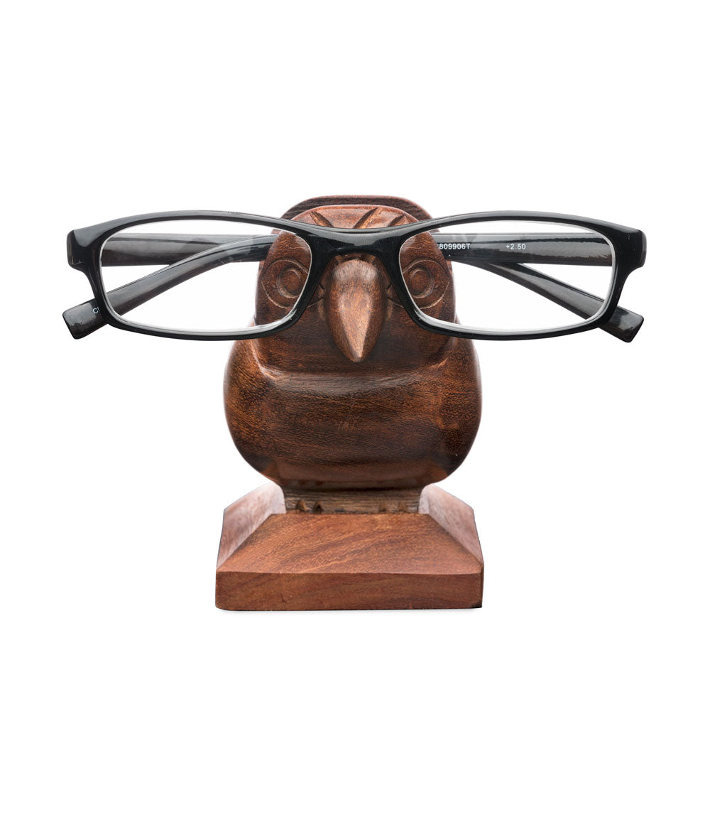 Sparrow Eyeglass Holder Stand - Handcrafted Indian Rosewood
