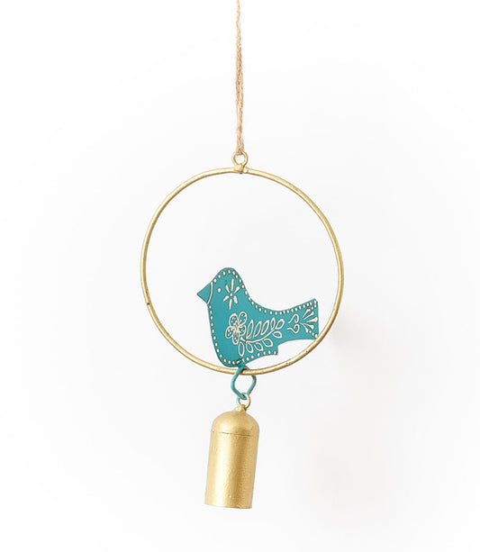 Henna Treasure Bird Wind Spinner Bell Chime - Hand Painted