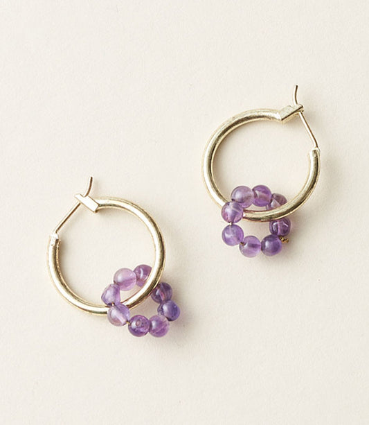 Jambumani Amethyst Small Gold Hoop Earrings