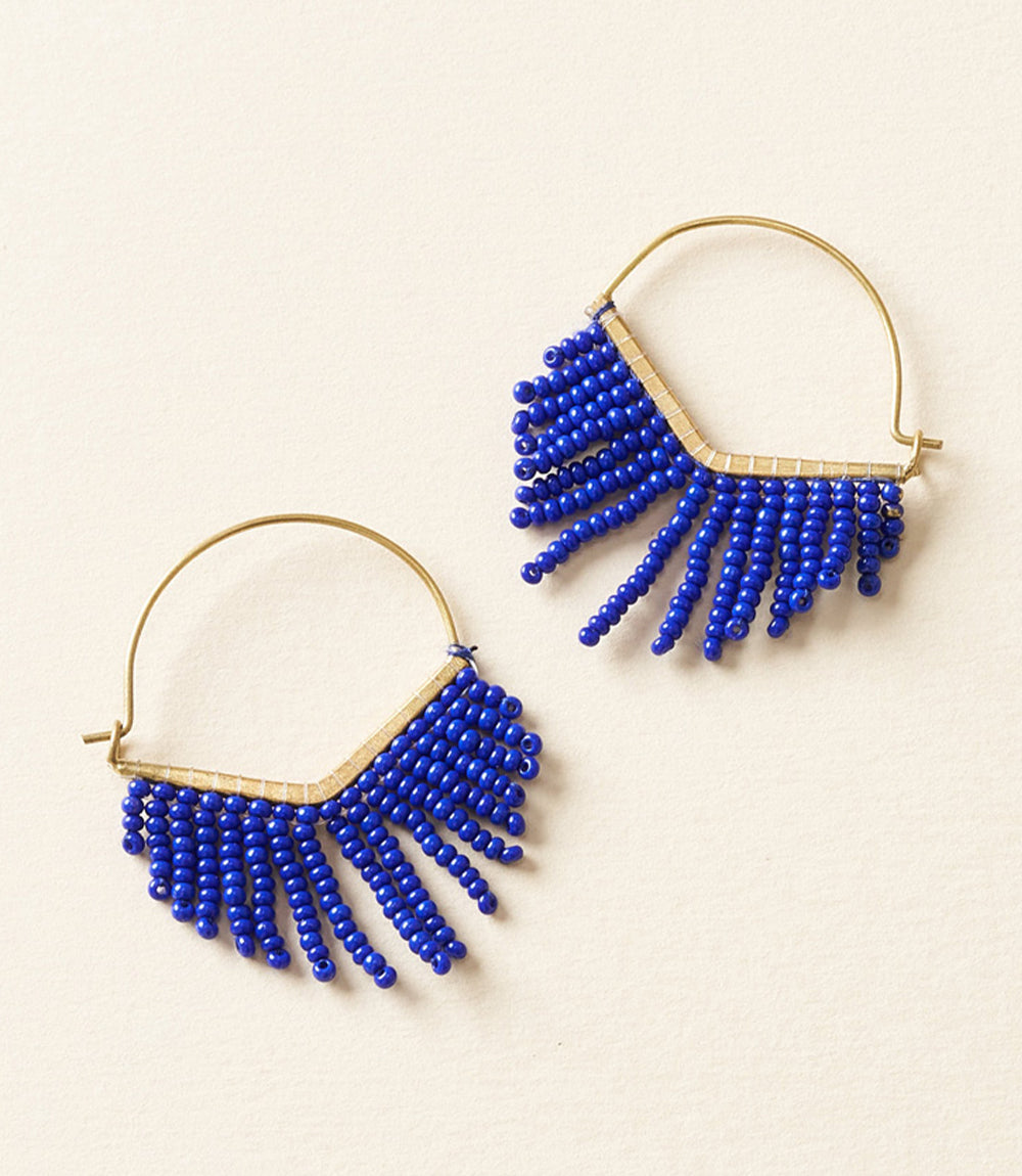 Kalapriya Beaded Fringe Earrings - Blue