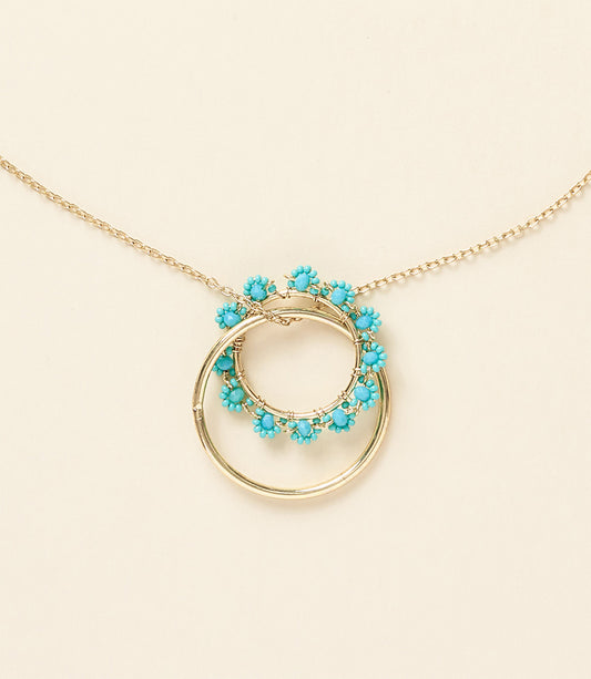 Jatasya Beaded Hoop Pendant Necklace - Turquoise