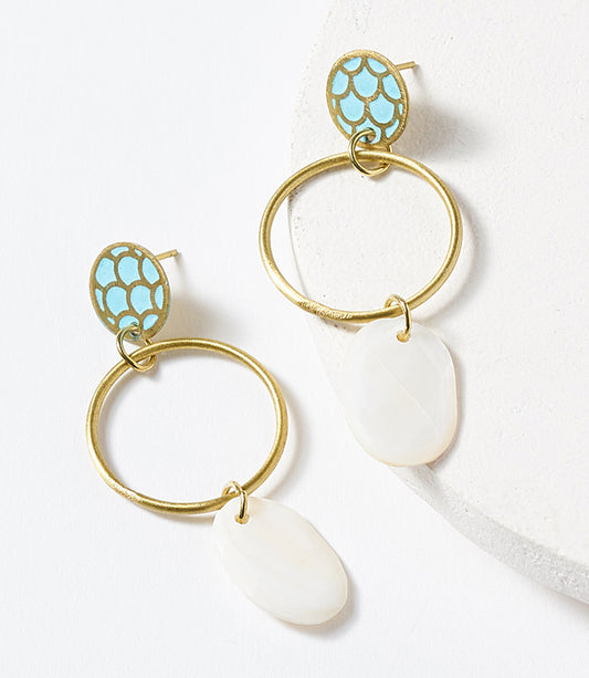 Dhavala Dangle Earrings - Turquoise, White