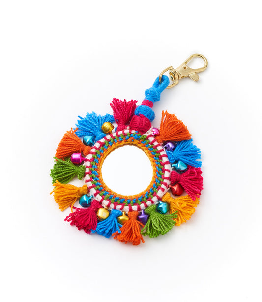 Nandini Compact Travel Mirror, Bag Charm - Handmade, Fair Trade