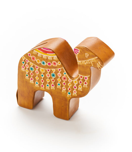 Camel Leather Piggy Bank - Cruelty-Free, Fair Trade