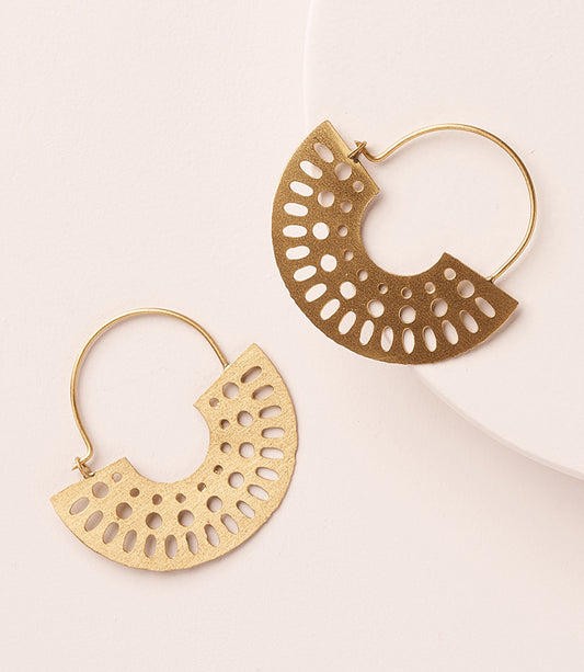 Abhaya Cutout Gold Hoop Earrings - Matr Boomie Wholesale