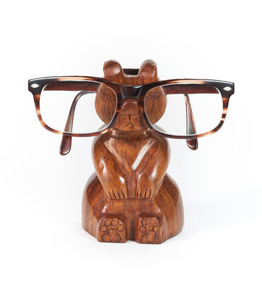 Bear Eyeglasses Holder Stand - Handcrafted Sheesham Wood